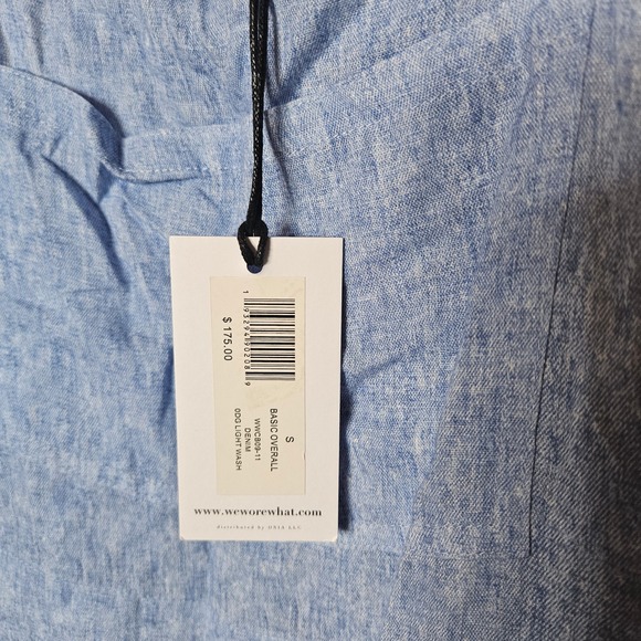 WeWoreWhat Denim Overalls Jumpsuit Light Wash Pockets‎ Casual Blue Small NEW - Picture 3 of 7